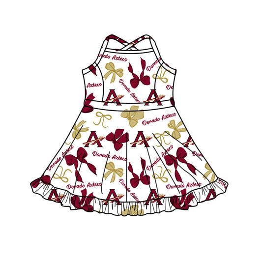 Custom  baby girl  Dorado Aztecs team dress  D 823