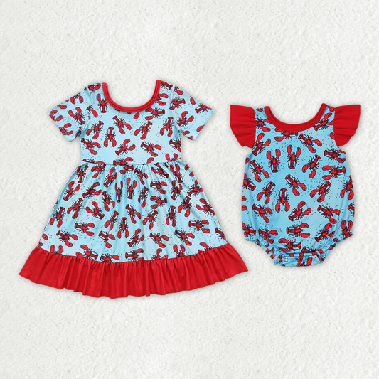 Match Baby Girls Crawfish Rompers Dresses
