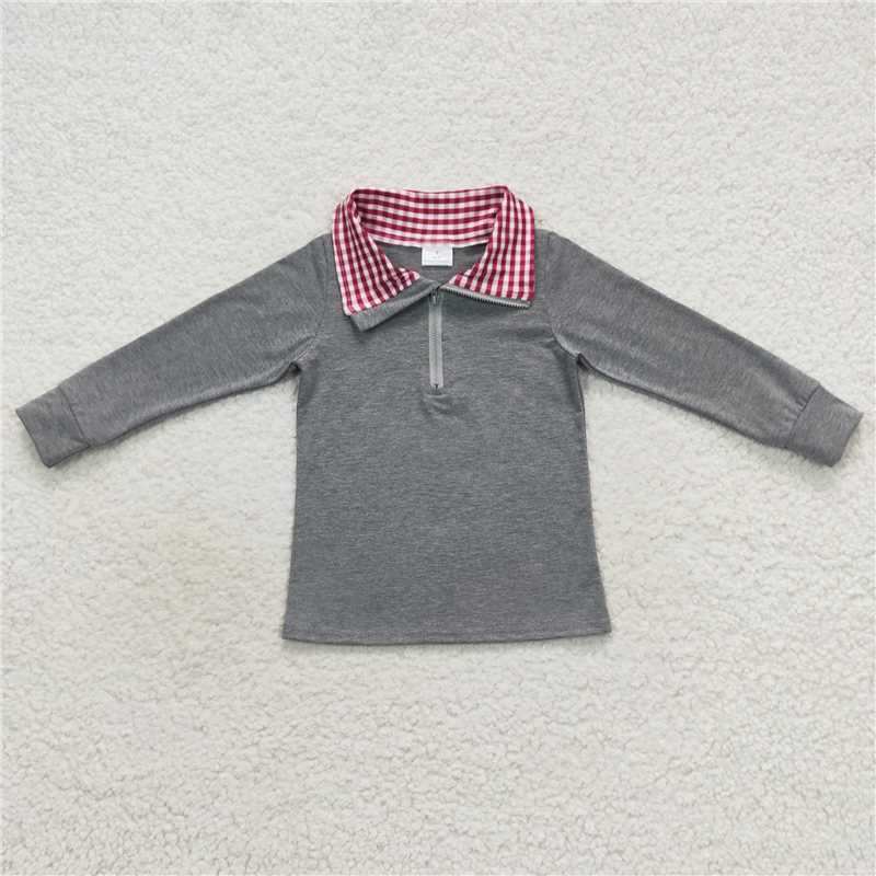 Match Baby Boys Plaid Long Sleeve Sibling Brother Pullover Tee Shirt Tops