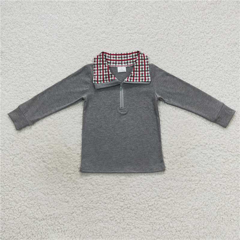 Match Baby Boys Plaid Long Sleeve Sibling Brother Pullover Tee Shirt Tops