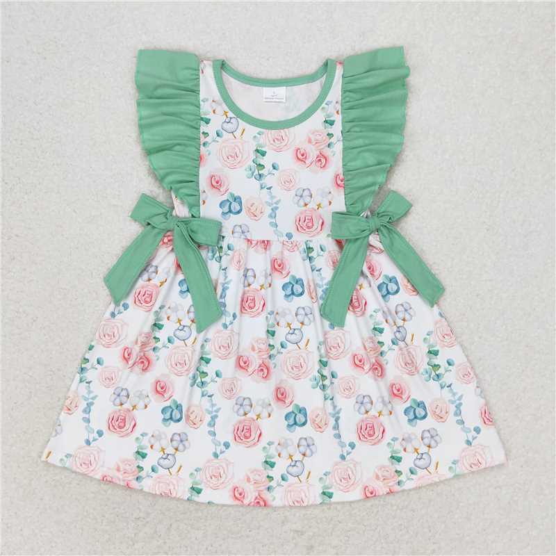 Match Baby Girls Pink Flowers Sibling Summer Rompers Dresses Clothes Sets