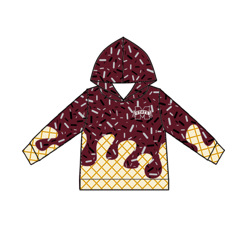 Custom Baby Kids MISSISSIPPI Team Zip Hooded Pullovers Tops D 827