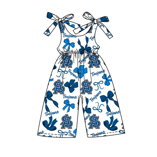 Custom  baby girls Trojans team jumpsuit    MOQ3  D 7.25