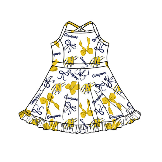 Custom  baby girl  Cougars Aztecs team dress  D 823