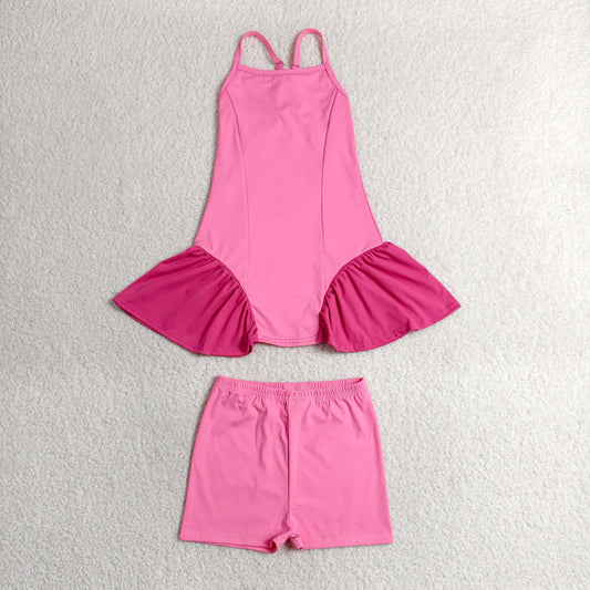 pink athletic shorts outfit girls clothes