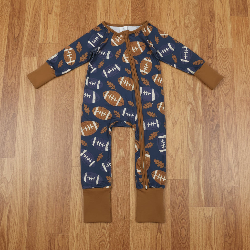 football print infant boy zipper sleeper
