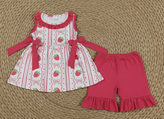 strawberry shorts set summer toddler girl clothing