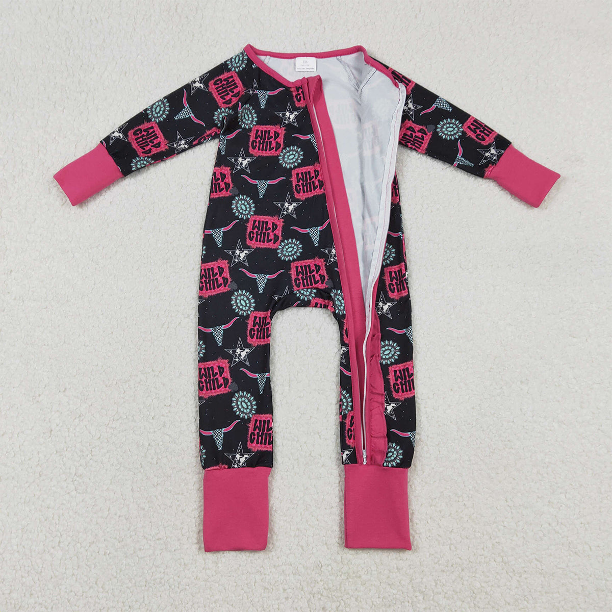 Baby Girls Wild Child Turquoise Western Ruffle Zip Convertible Rompers Two-Way Adjustable Closure Cute Outfit for Infants