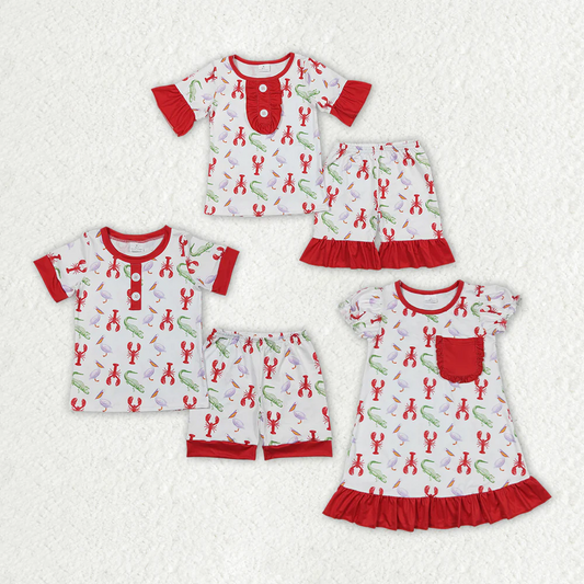 Match Baby Boys Girls Crawfish Gowns Pajamas Clothes Sets