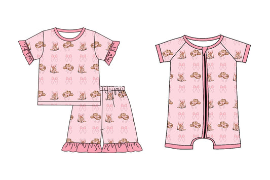 Custom baby girls pink cow hat set rompers D 3.25