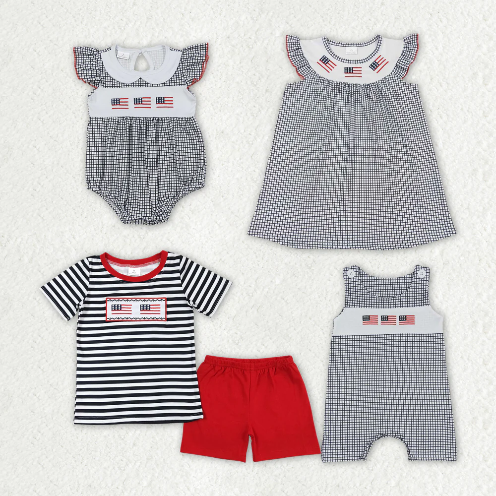 Match Baby Girls Flag 4th Of July Sibling Rompers Dresses Clothes Sets D 814 05