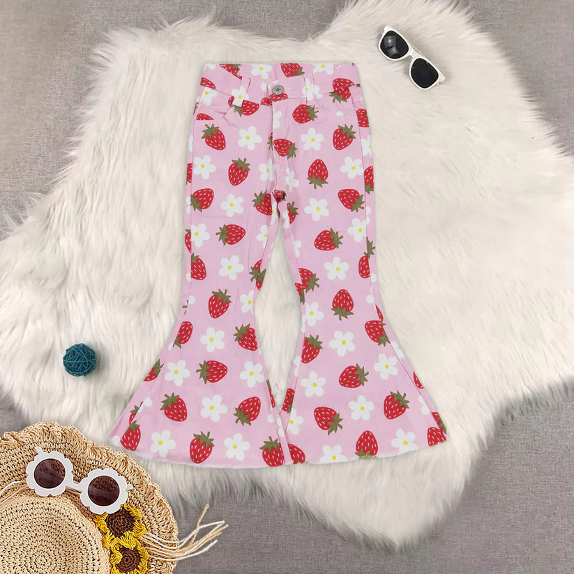 Match Baby Girls Strawberry Flower Pink Denim Trousers  2025 5.26