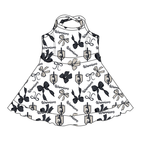 Custom baby girls Warriors team dress MOQ3 D 7.26