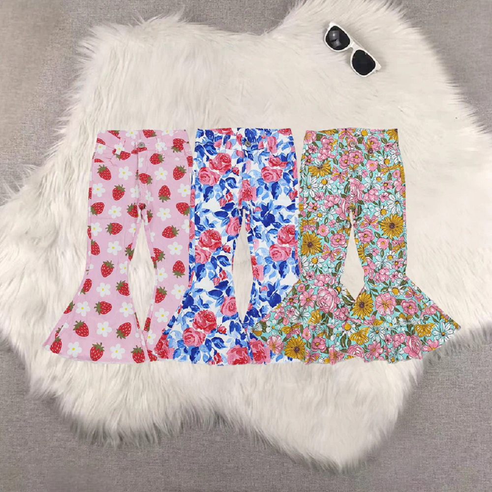 Match Baby Girls Strawberry Flower Pink Denim Trousers  2025 5.26