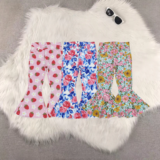 Match Baby Girls Strawberry Flower Pink Denim Trousers 2025 5.26