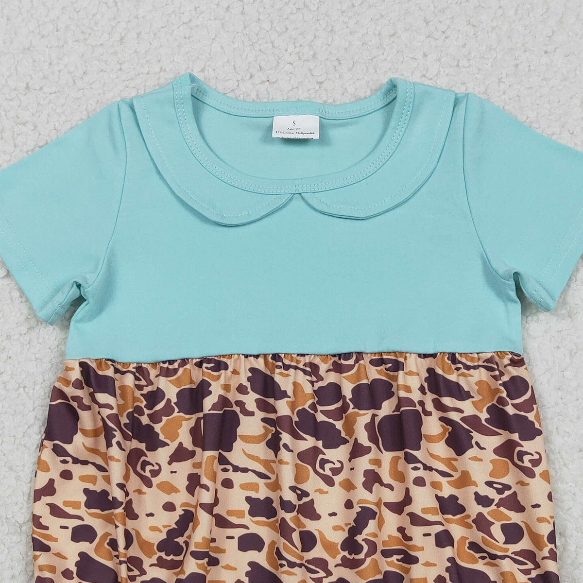 Baby Girls Southern Brown Camo Collar Ruffle Rompers Short Sleeve Cute And Fashionable Baby Outfit for Girls