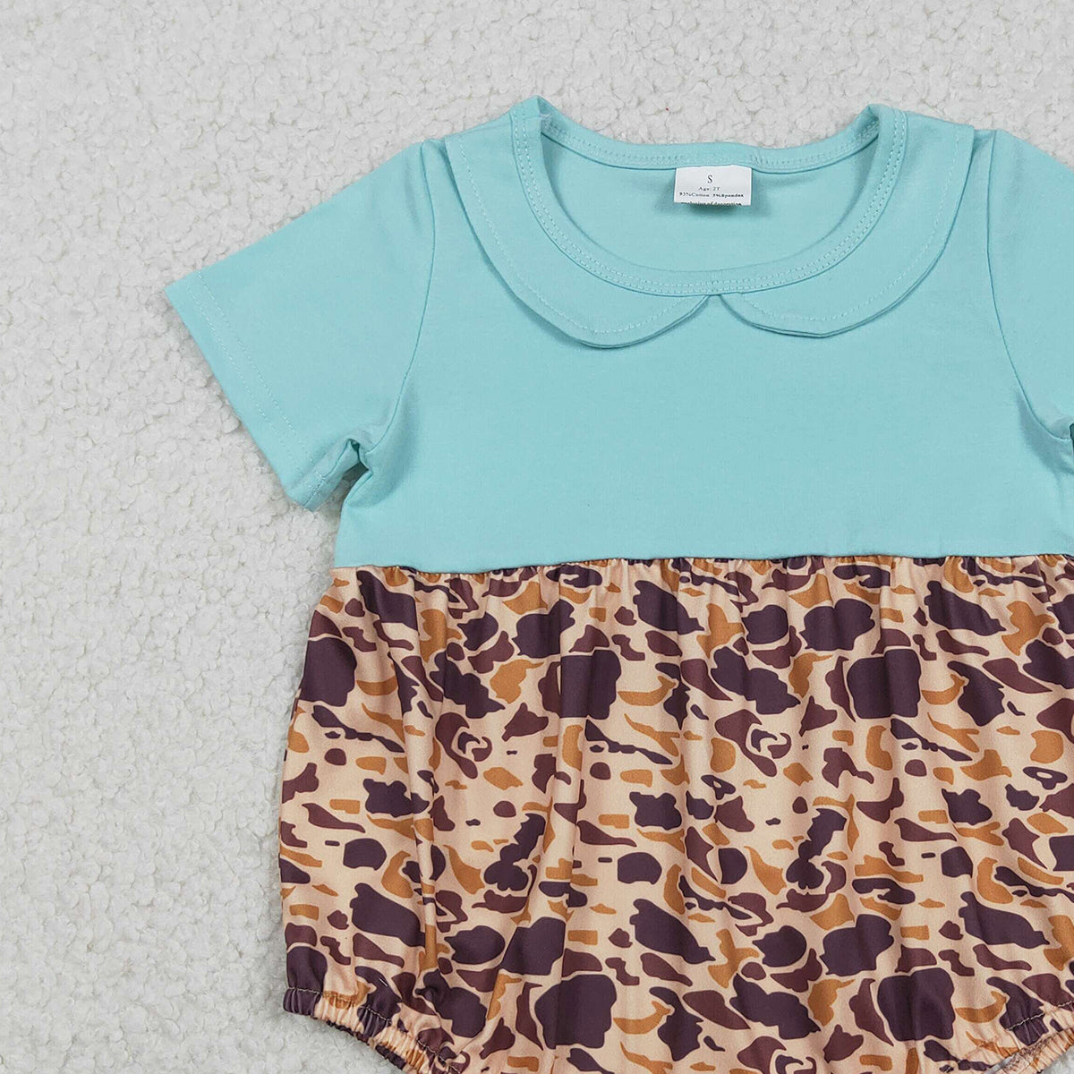 Baby Girls Southern Brown Camo Collar Ruffle Rompers Short Sleeve Cute And Fashionable Baby Outfit for Girls