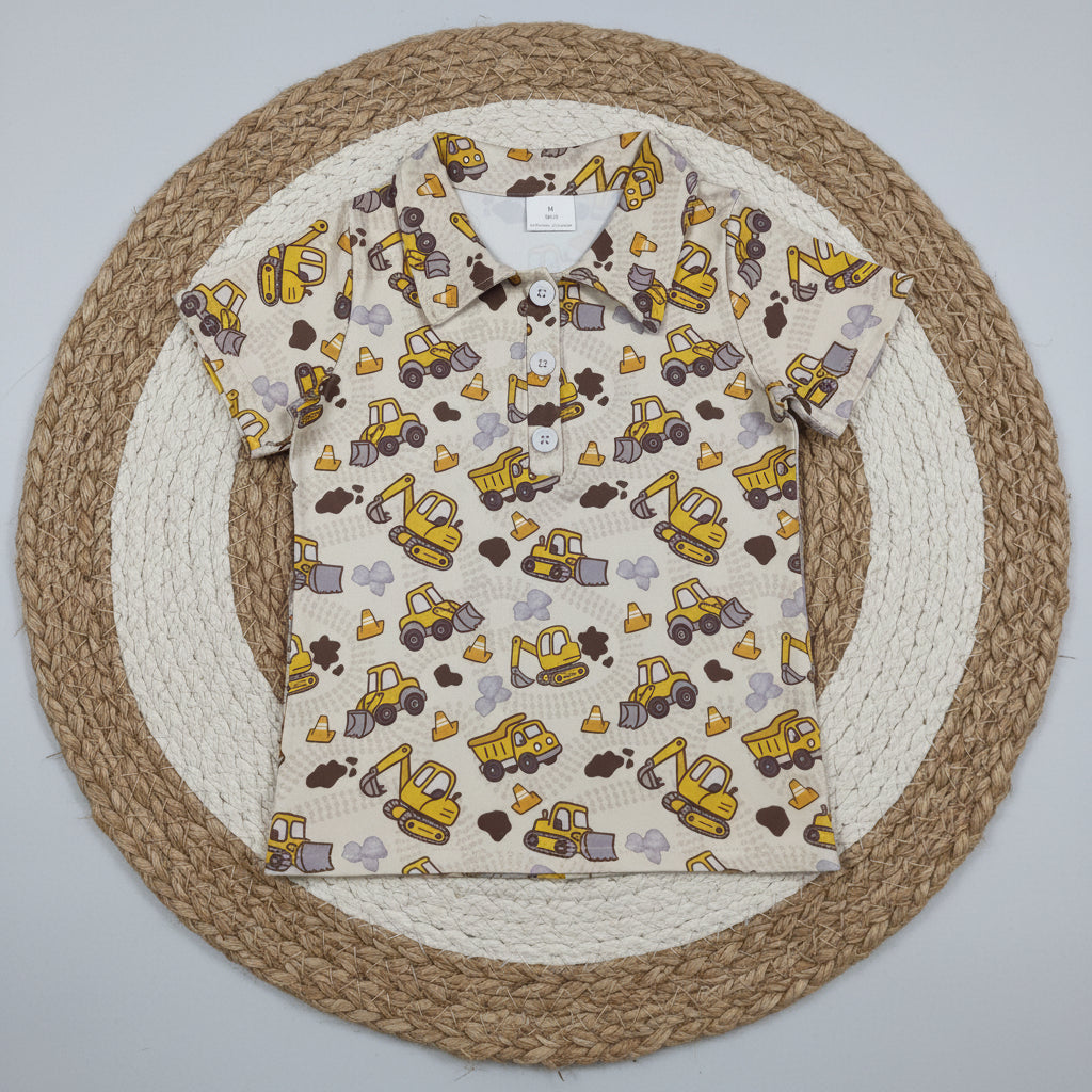 construction button up t-shirt boy clothing