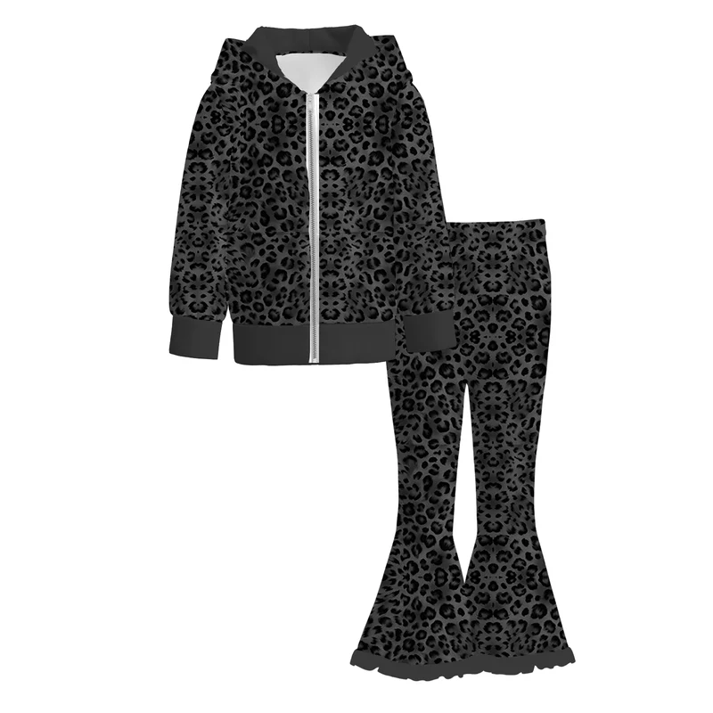 MOQ 5one items TAT 7-8weeks 95%cotton 5%spandex zippy pullover pants girls outfit