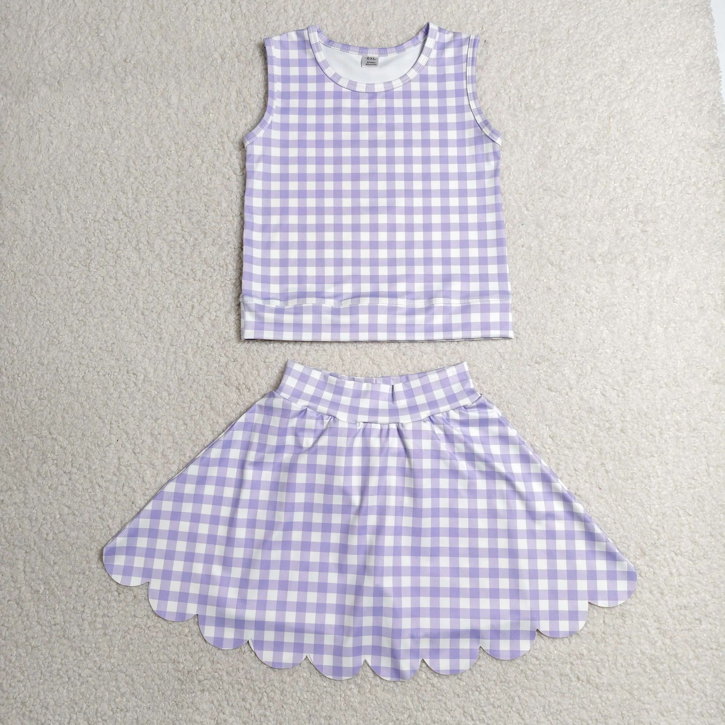 light purple gingham athletic skort outfit girls clothes