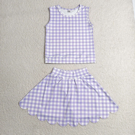 light purple gingham athletic skort outfit girls clothes