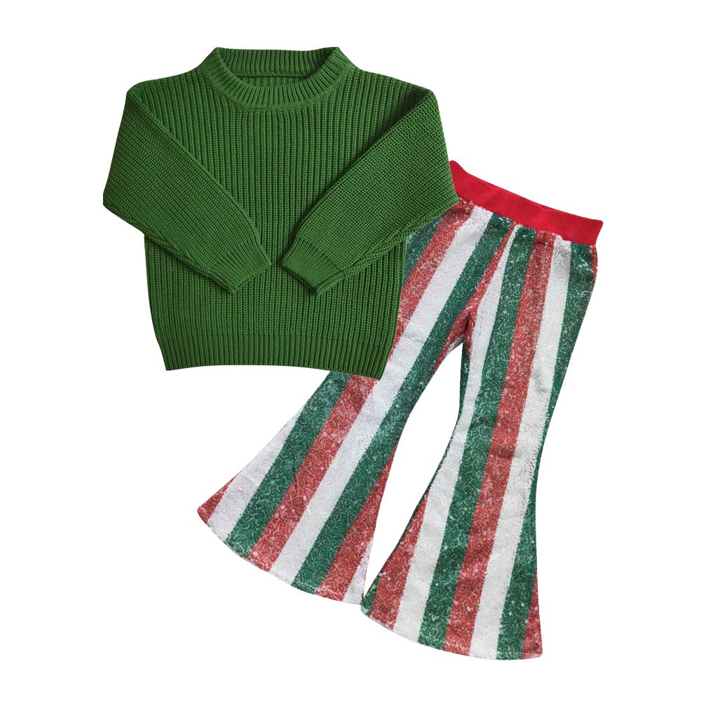 Baby Girls Green Sweater GT0031 Sequin Pants P0199 Outfit