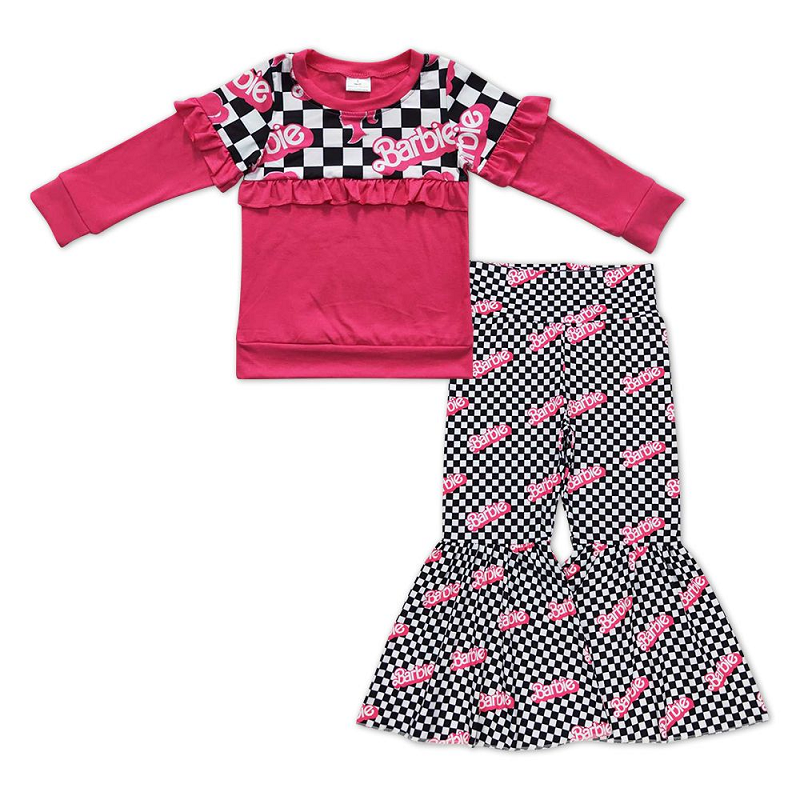 Avatar black and white plaid rose red lace long sleeve black and white plaid trousers suit GT0296+P0316