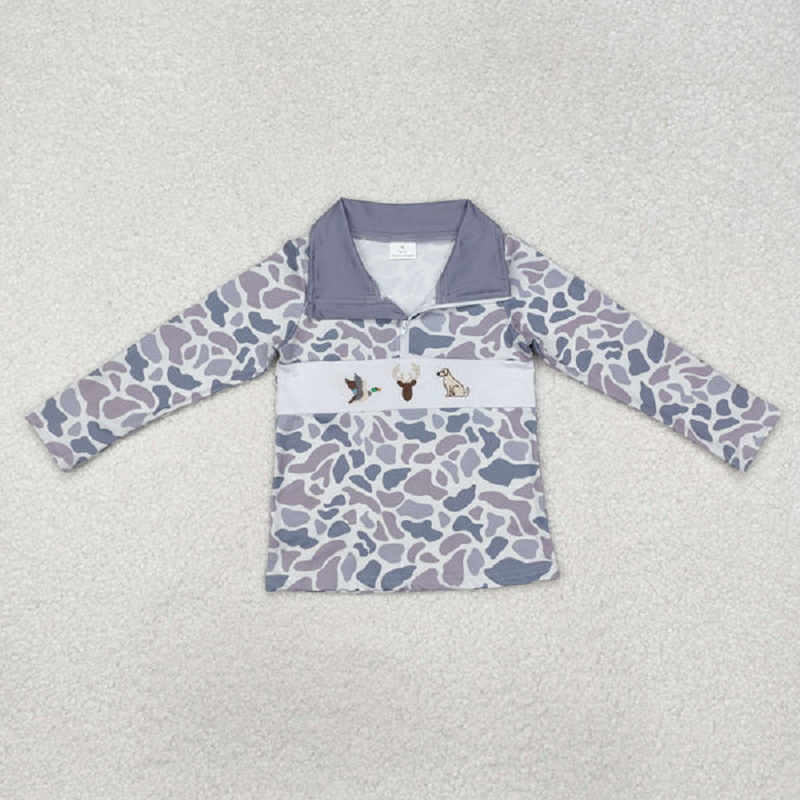 Sibling Baby Boys Long Sleeves Western Camo Hunting Half Zipper Pullovers Top  D 828