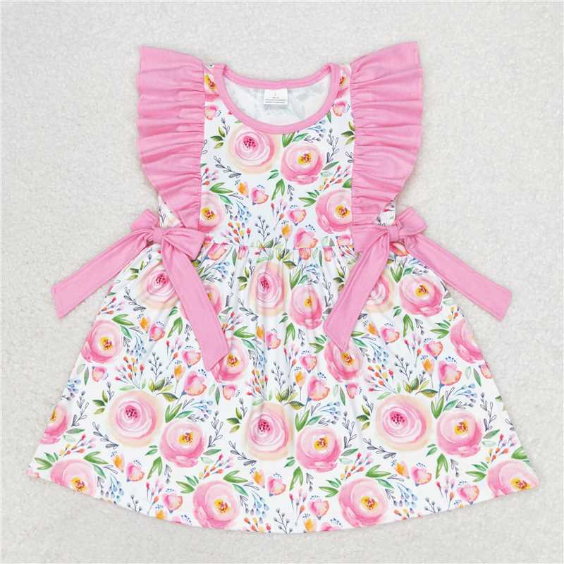 Match Baby Girls Pink Rose Flowers Summer Sibling Rompers Clothes Sets D 7.21