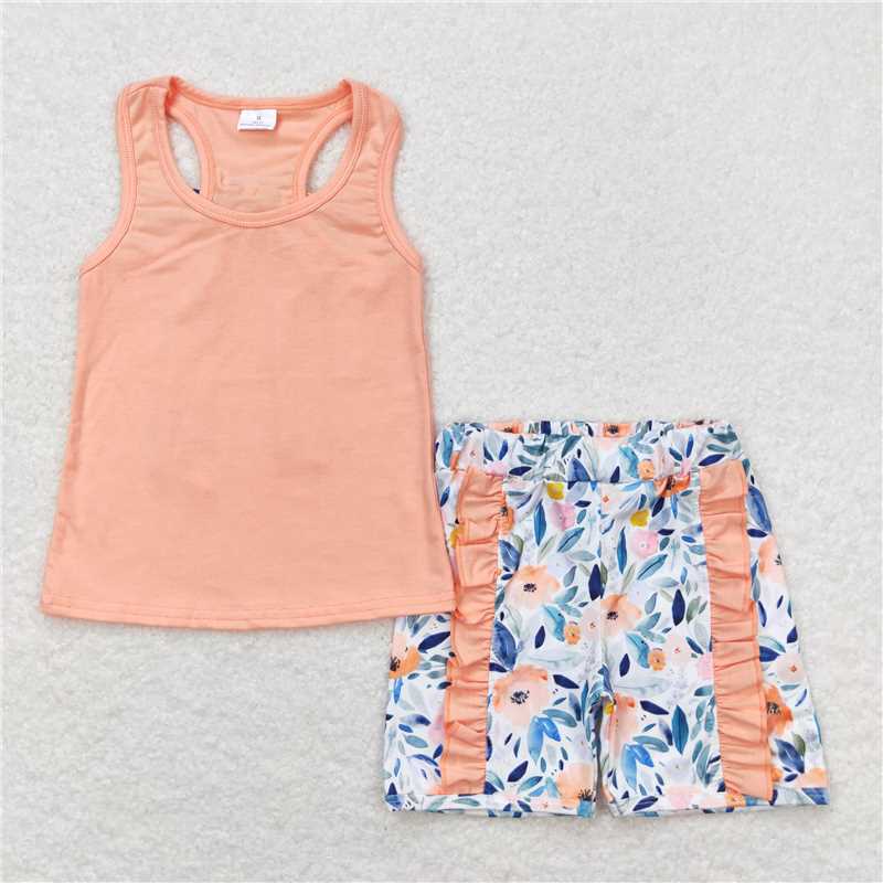Match Baby Girls Vest Bows Top Sibling Sister Floral Shorts Clothes Sets