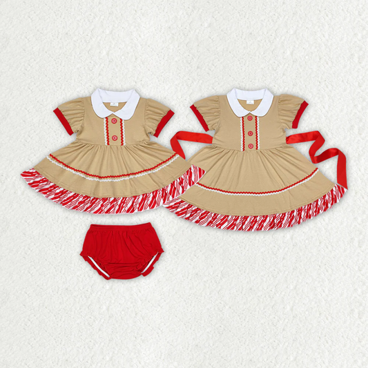 Match Baby Girls Christmas Gingerbread Bummie Sets Dresses