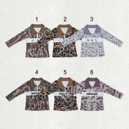 Sibling Baby Boys Long Sleeves Western Camo Hunting Half Zipper Pullovers Top  D 828