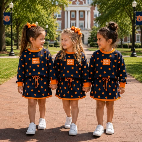 Custom order moq 5 team-weagle-dots-girls-skorts-set