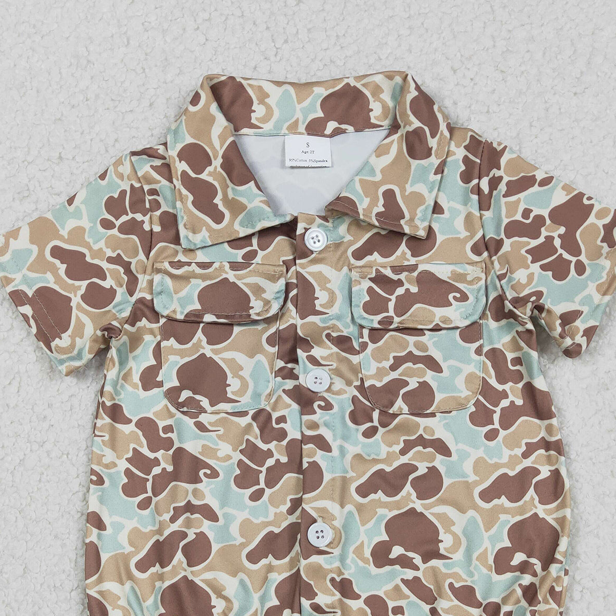 Baby Boys Southern Khaki Camouflage Rompers with Button Pockets Boys Outfits Baby Boys Clothes Rompers