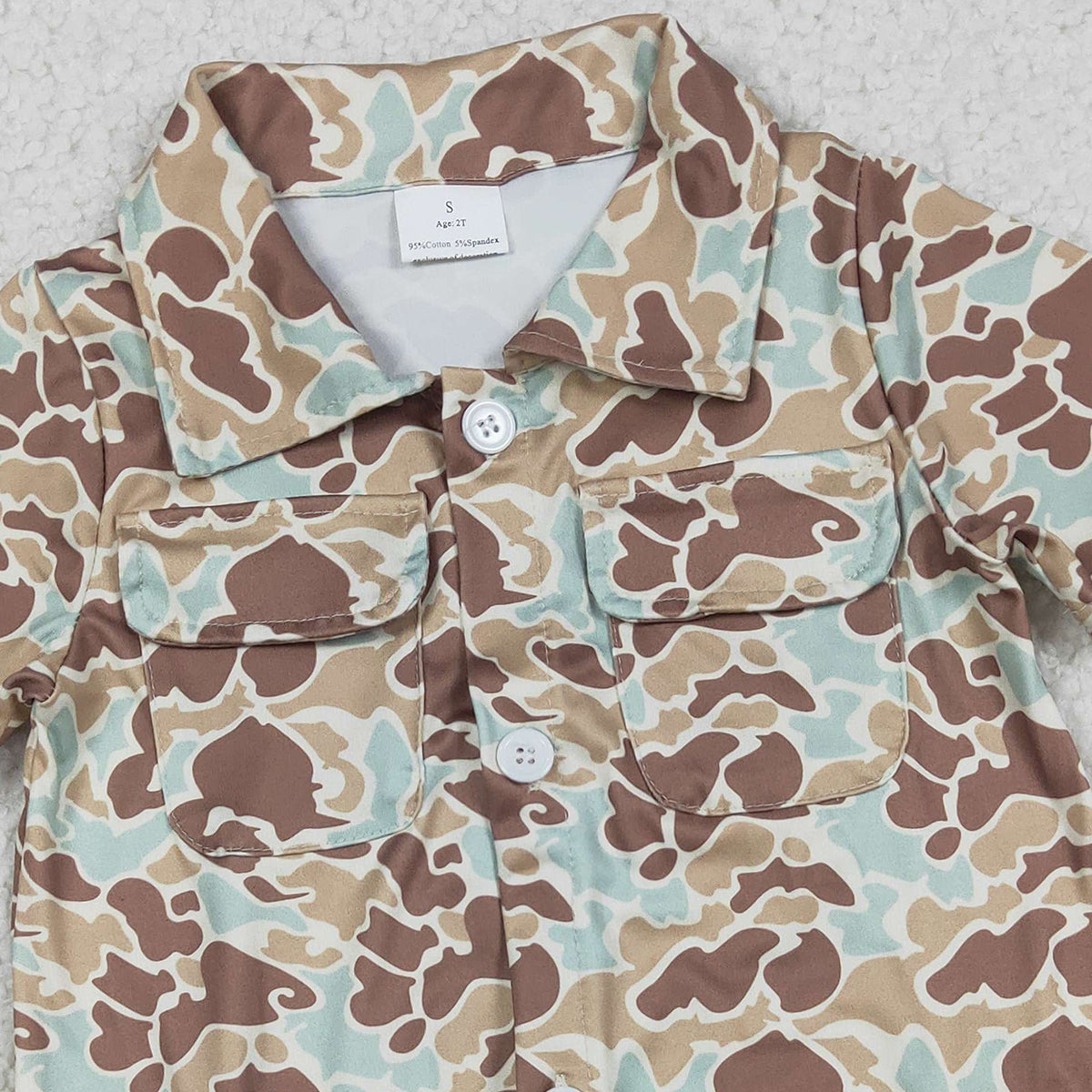 Baby Boys Southern Khaki Camouflage Rompers with Button Pockets Boys Outfits Baby Boys Clothes Rompers