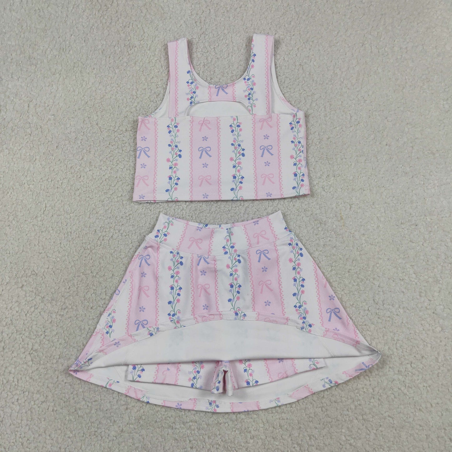 striped floral skort athletic outfit girls clothes