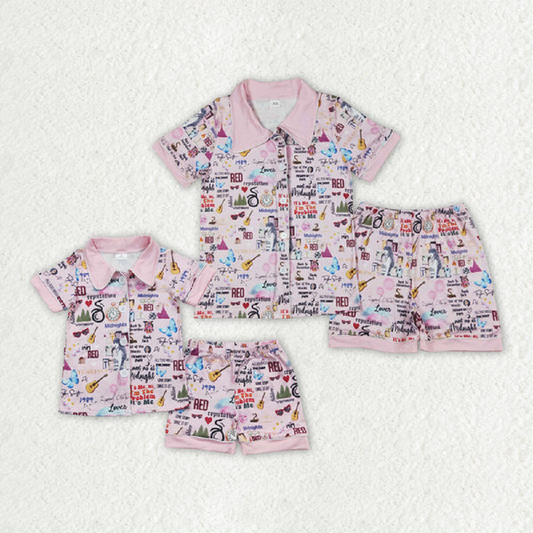 GSSO0923 Adult Women's 1989 Pink Short Sleeve Shorts Pajama Set