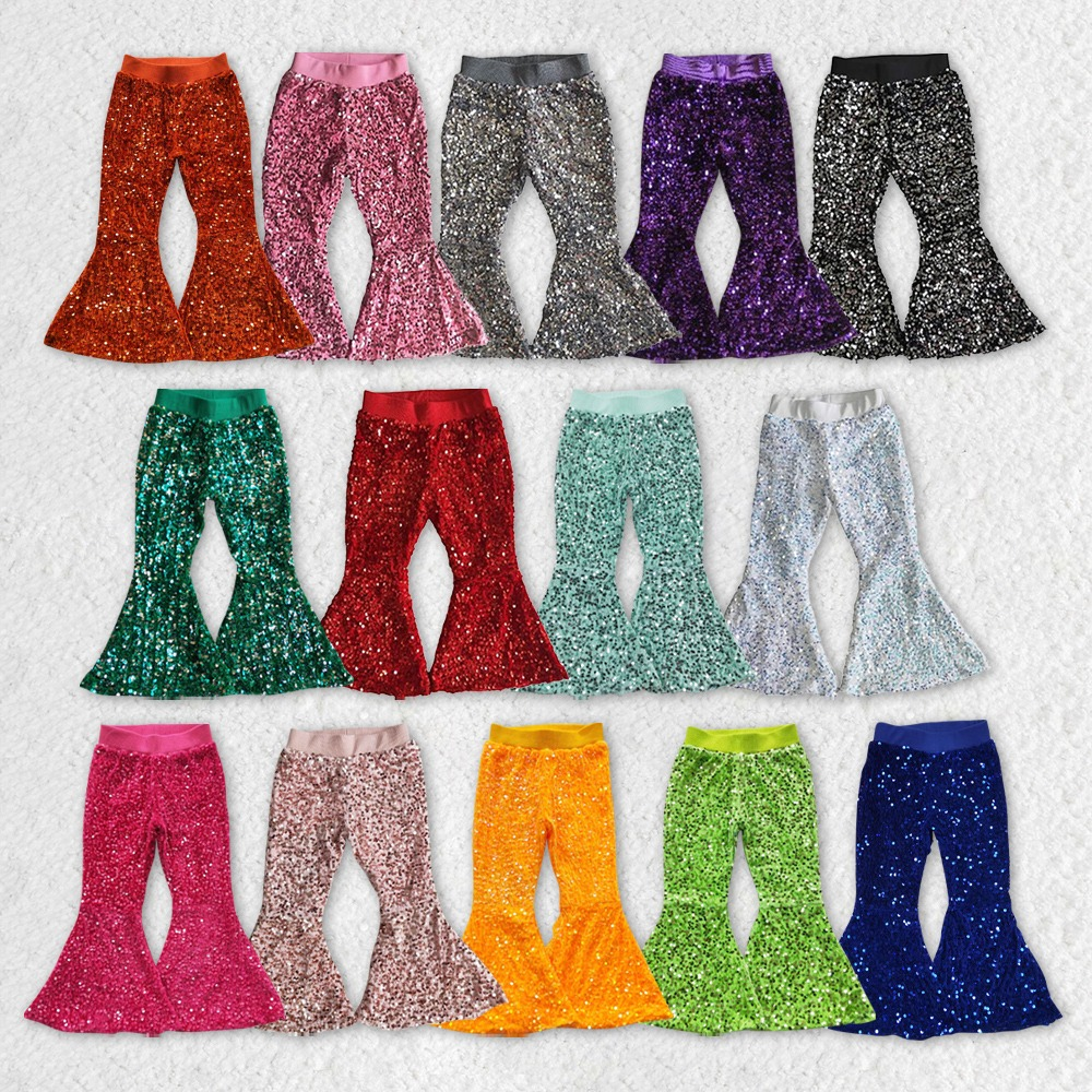 Match Baby Girls Colorful Sequin Bell Bottom Pants 2 D 6.25