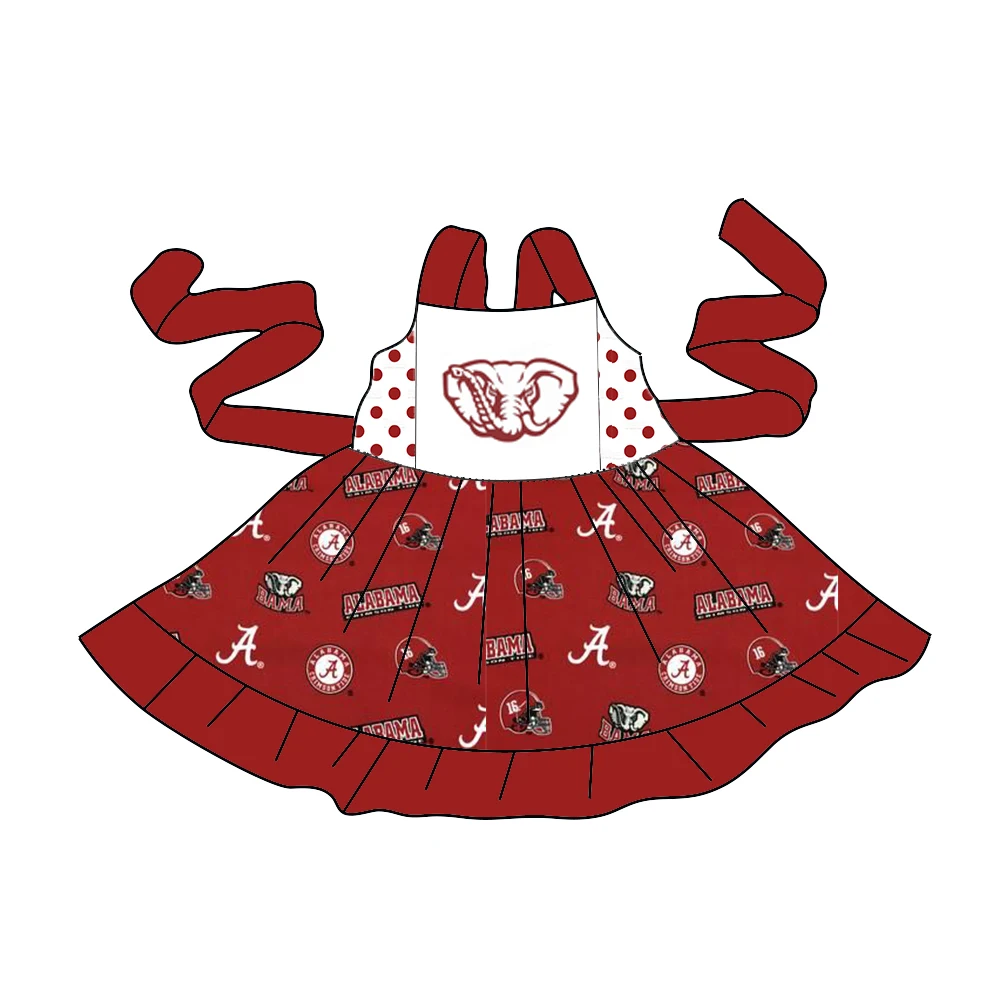 Custom  ball team baby girls  short sleeve dress   MOQ3