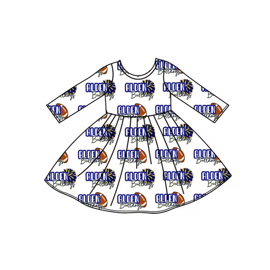 Custom ball team baby girls long sleeve dress MOQ3