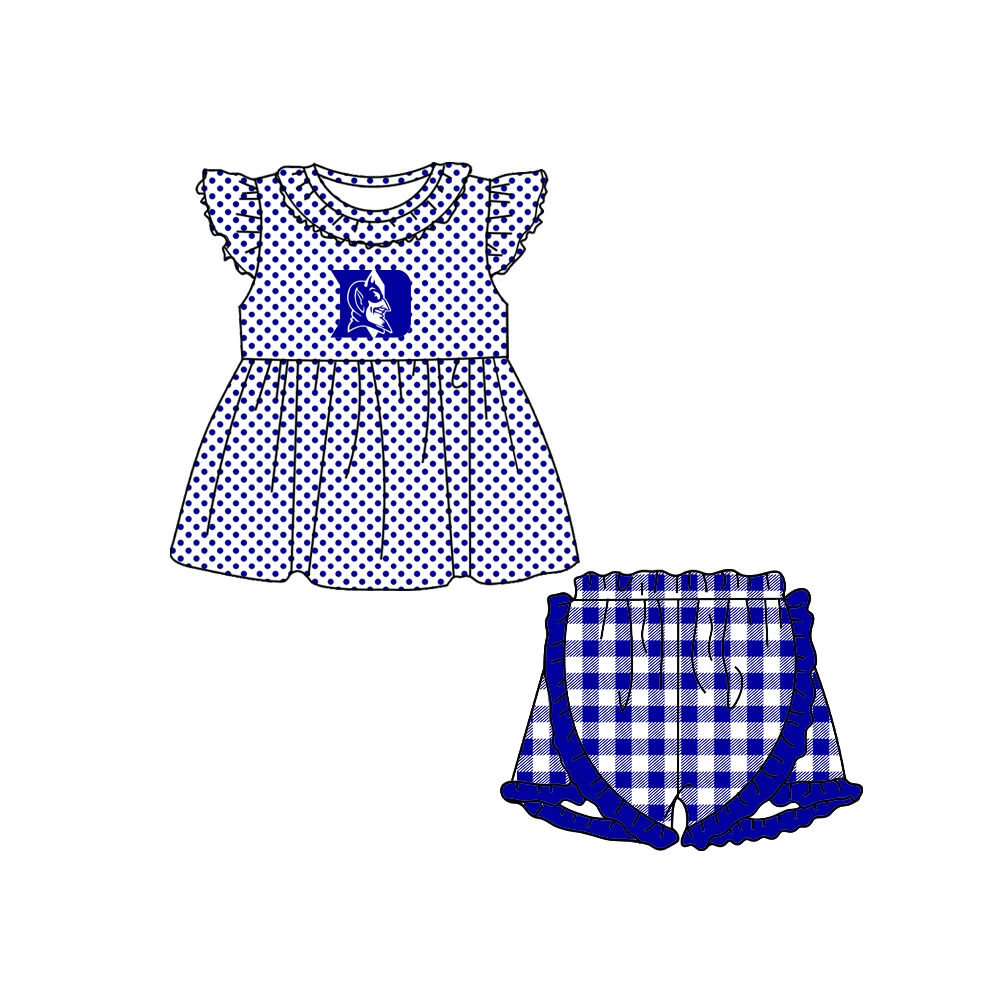 Custom  ball team baby girls  short sleeve set   MOQ3