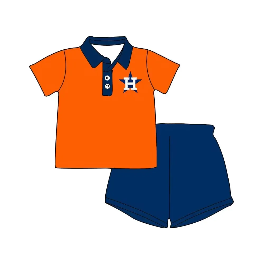 Custom  ball team baby girls  short sleeve set   MOQ3