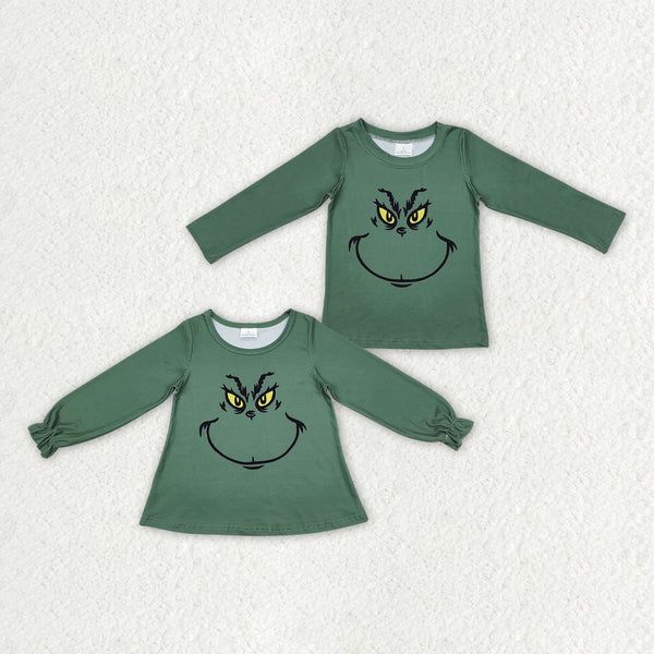 Match Baby Girls Boys Christmas Green Face Smile Tunic Tops