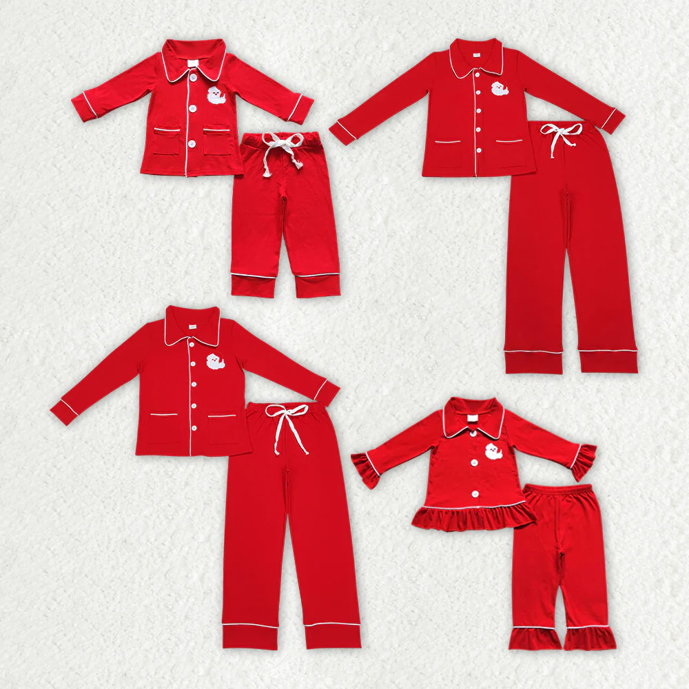 Match Family Christmas Santa 2pcs Button Ups Red Pajamas