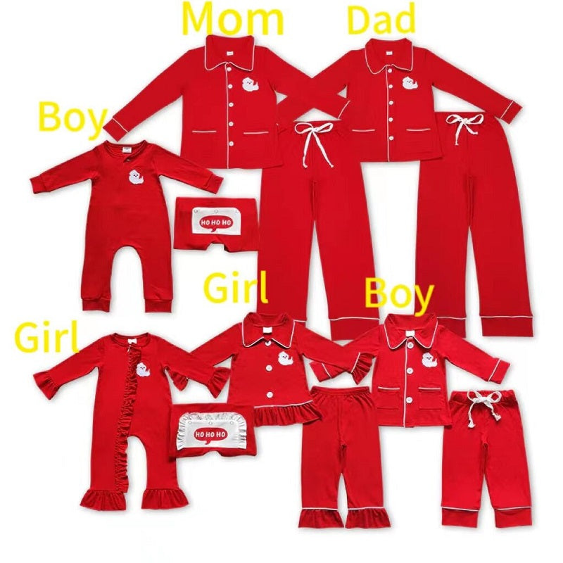 Match Family Christmas Santa 2pcs Button Ups Red Pajamas