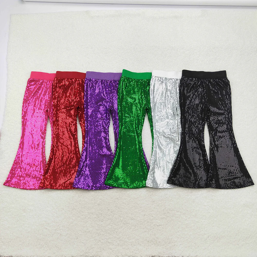 Match Baby Girls Colorful Sequin Sparkle Bell Bottom Pants D 6.25