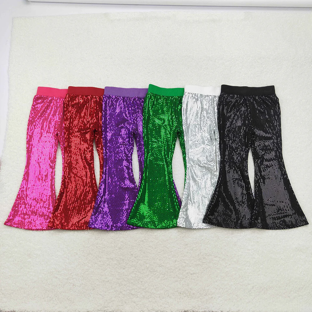 Match Baby Girls Colorful Sequin Sparkle Bell Bottom Pants