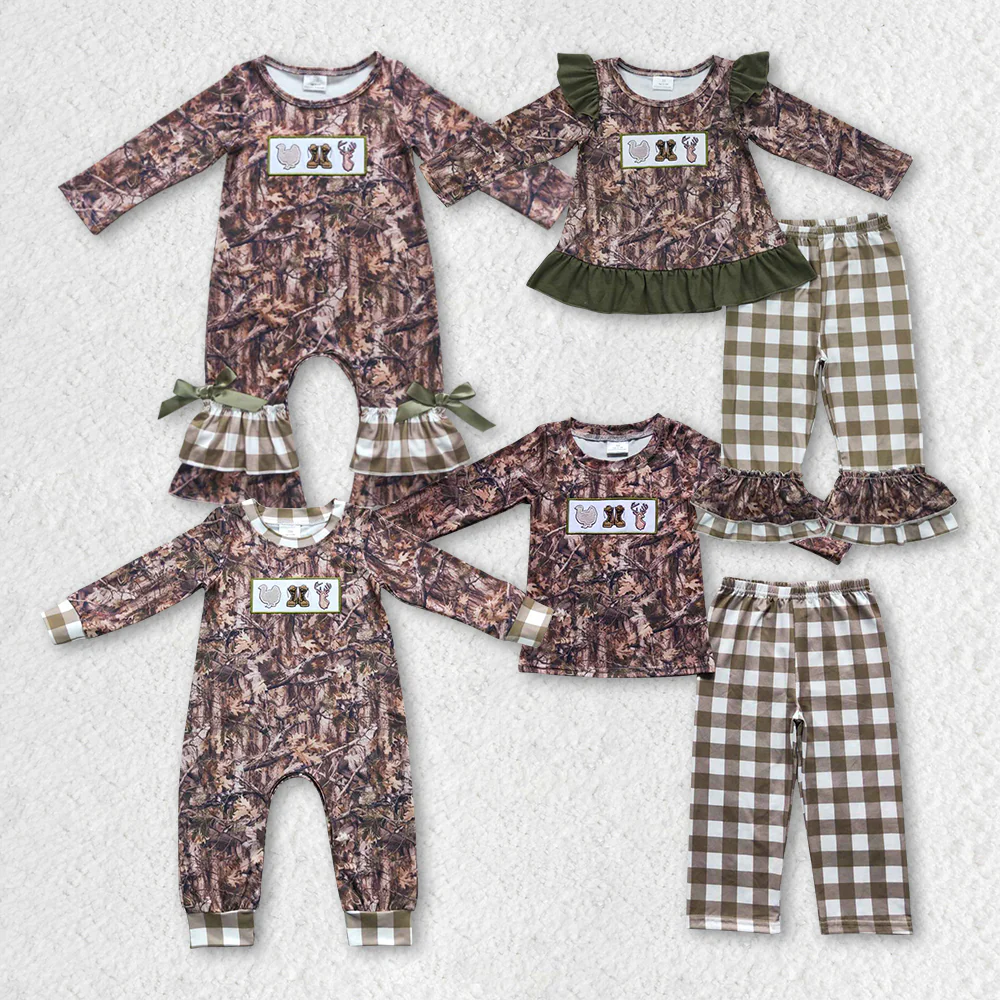 Match Fall Camo Hunting Turkey Boots Girls Boys Clothes Sets