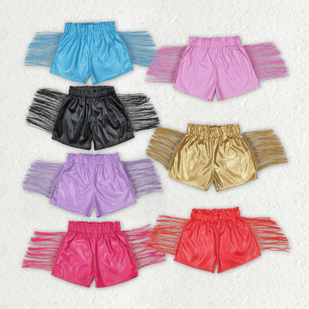 Match Baby Girls Tassels Fashion Sibling Sister Pleather Shorts