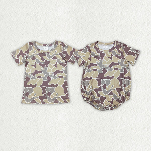 Match Baby Boys Camo Branches Short Sleeve Tee Shirts Tops Rompers Brother Designs